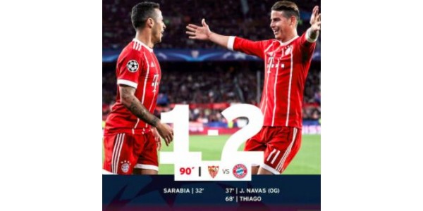 FC Bayern Monachium odwraca Sevilla FC na wyjeździe 2-1